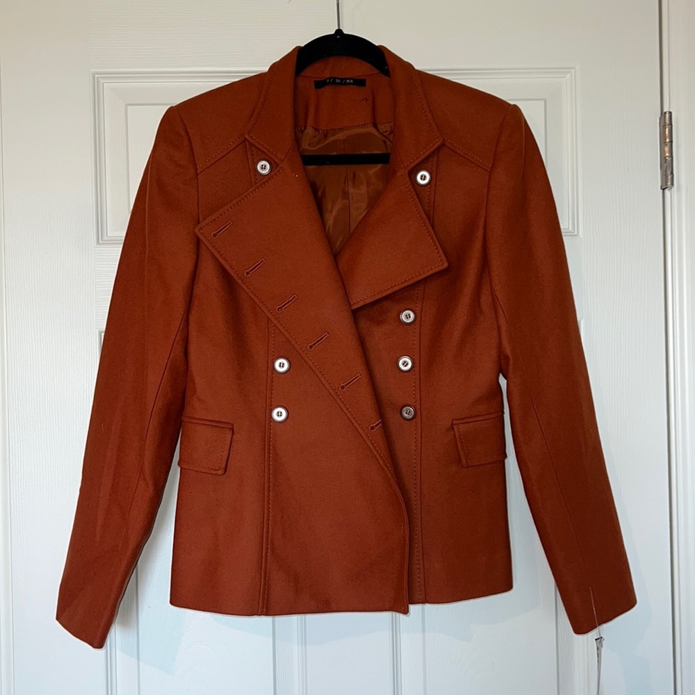 NWT André Badi Wool Blazer in Burnt Orange Size XS